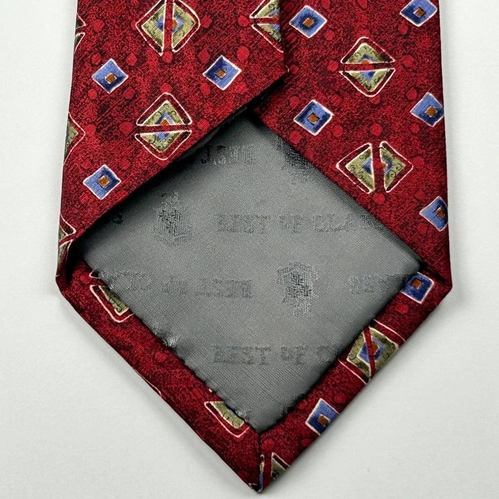 Vintage Robert Talbott Best of Class Nordstrom XL Maroon‎ Geometric Silk Tie